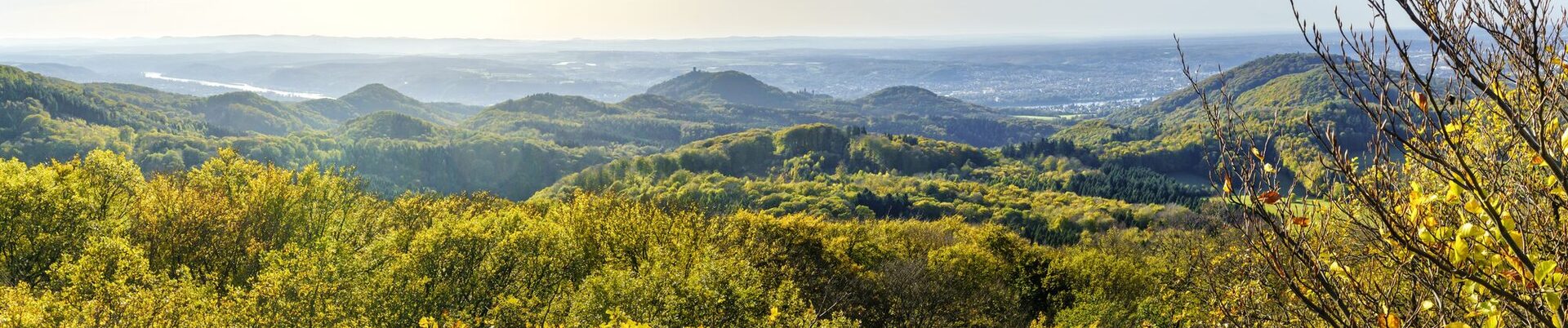 Blick über die bewaldeten Hügel des Siebengebirges