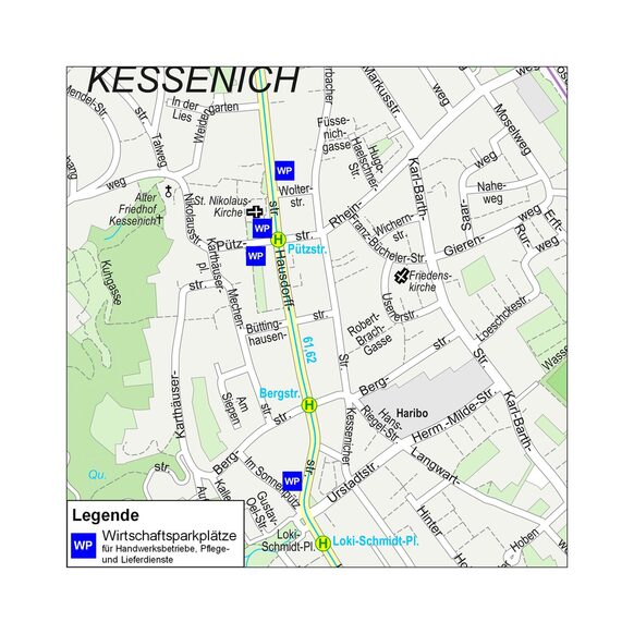 Die Grafik zeigt die Wirtschaftsparkplätze, die in den nächsten Tagen in der Südstadt eingerichtet werden.