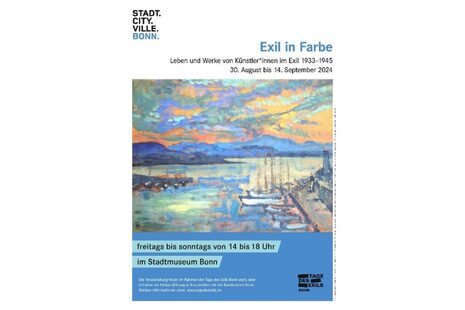 Programmplakat der Ausstellung "Exil in Farbe" zu den Tagen des Exils