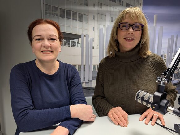 Im Studio: OB Katja Dörner und Barbara Löcherbach