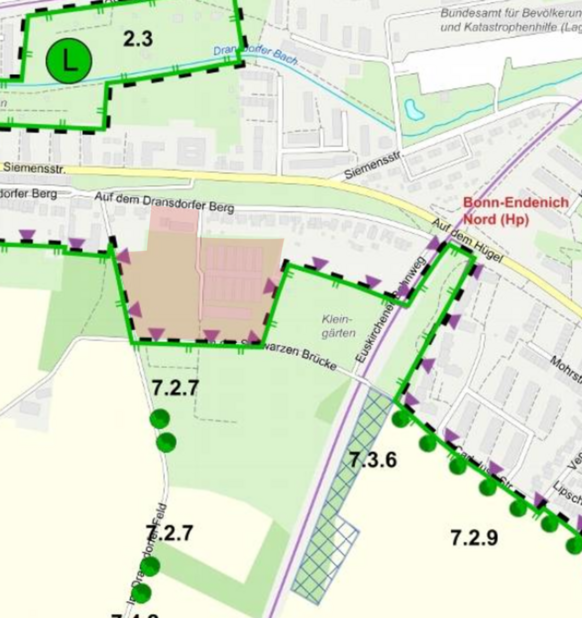 Abgrenzung des Landschaftsplans Kottenforst; eigene Darstellung auf Grundlage von Stadtplan Bonn