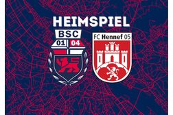 Auf dem Bild sind die Logos der Vereine Bonner SC undFC Hennef 05 sowie der Titel Heimspiel abgebildet.