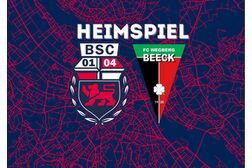 Auf dem Bild sind die Logos der Vereine Bonner SC und FC Wegberg-beeck sowie der Titel Heimspiel abgebildet.