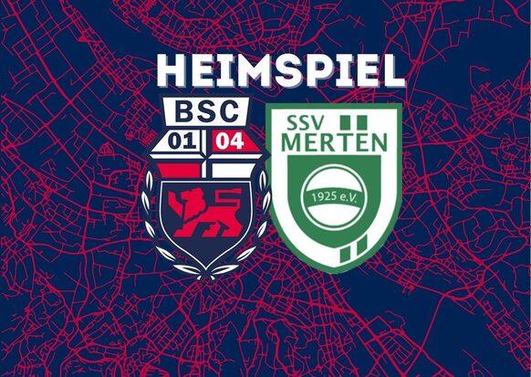 Auf dem Bild sind die Logos der Vereine Bonner SC und SSV Merten sowie der Titel Heimspiel abgebildet.