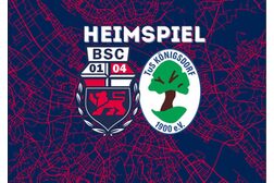 Auf dem Bild sind die Logos der Vereine Bonner SC und TuS Blau-Weiß Königsdorf sowie der Titel Heimspiel abgebildet.