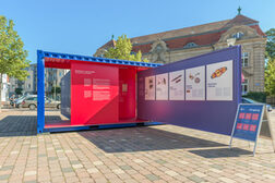 Der Container mit der Ausstellung