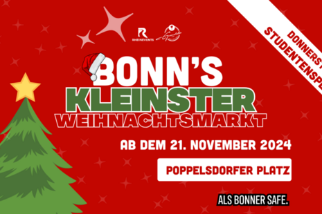 Feiert mit uns auf „Bonns kleinstem Weihnachtsmarkt“ auf dem Poppelsdorfer Platz und genießt festliche Stimmung, leckere Getränke und Snacks – perfekt für die gemütliche Adventszeit!