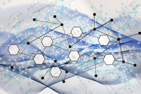 Im Hintergrund steht eine Musiknoten und darauf ein Projektmangment Diagram