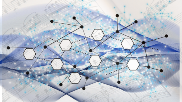 Im Hintergrund steht eine Musiknoten und darauf ein Projektmangment Diagram