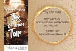 Ein Teil des Flyers mit den Informationen, umgeben von goldenem Glitzer.